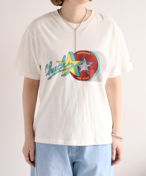 CONVERSE（コンバース）の「【CONVERSE】天竺アーカイブショートスリーブTee（Tシャツ/カットソー・レディース・オフホワイト/レッド・M）」の21枚目の写真