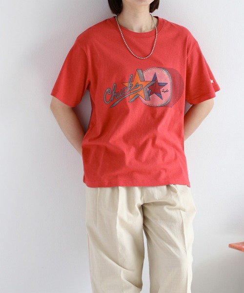 CONVERSE（コンバース）の「【CONVERSE】天竺アーカイブショートスリーブTee（Tシャツ/カットソー・レディース・オフホワイト/レッド・M）」の20枚目の写真