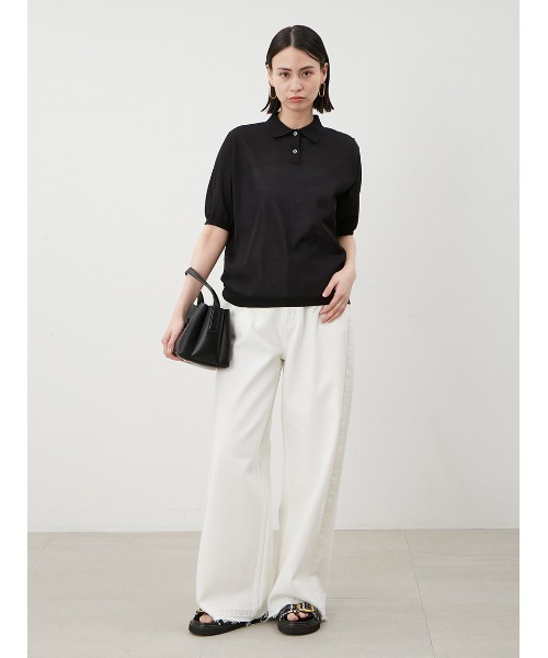 Mila Owen（ミラオーウェン）の「【ウォッシャブル】撥水加工カットオフワイドデニムパンツ（デニムパンツ・レディース・ブルー/ライトブルー/ホワイト・0/1/00）」の6枚目の写真