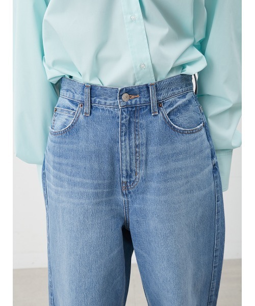 【新品未使用】#Mila Owen #着画付き #ライトブルーワイドレッグデニム ウォッシャブル】撥水加工カットオフワイドデニムパンツ（デニム