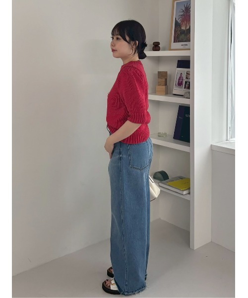 Mila Owen（ミラオーウェン）の「【ウォッシャブル】撥水加工カットオフワイドデニムパンツ（デニムパンツ・レディース・ブルー/ライトブルー/ホワイト・0/1/00）」の5枚目の写真