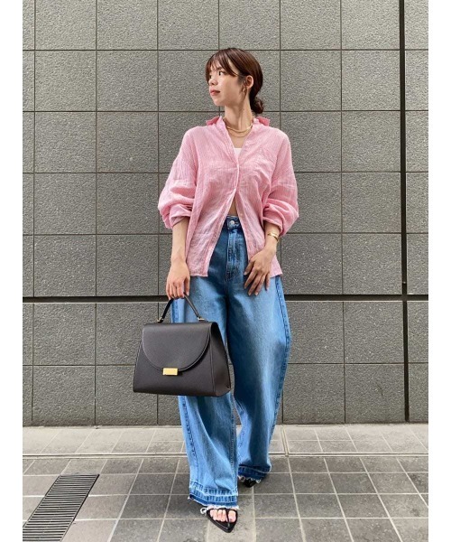 Mila Owen（ミラオーウェン）の「【ウォッシャブル】撥水加工カットオフワイドデニムパンツ（デニムパンツ・レディース・ブルー/ライトブルー/ホワイト・0/1/00）」の22枚目の写真