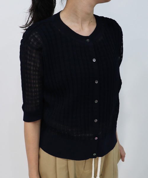 haupia（ハウピア）の「colorfulな空気のニット【カーディガン】（カーディガン/ボレロ・レディース・オフホワイト/ネイビー/ラベンダー/サックスブルー/カーキブラウン・MEDIUM）」の3枚目の写真