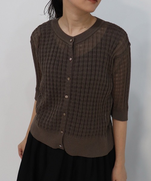 haupia（ハウピア）の「colorfulな空気のニット【カーディガン】（カーディガン/ボレロ・レディース・オフホワイト/ネイビー/ラベンダー/サックスブルー/カーキブラウン・MEDIUM）」の2枚目の写真