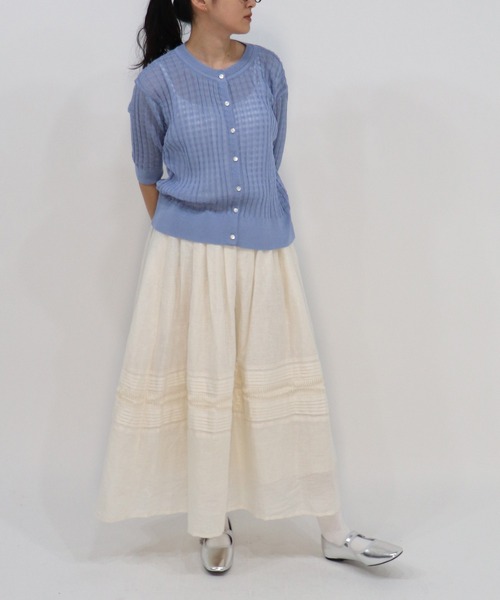 haupia（ハウピア）の「colorfulな空気のニット【カーディガン】（カーディガン/ボレロ・レディース・オフホワイト/ネイビー/ラベンダー/サックスブルー/カーキブラウン・MEDIUM）」の6枚目の写真