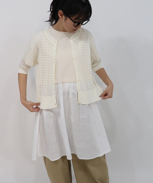 haupia（ハウピア）の「colorfulな空気のニット【カーディガン】（カーディガン/ボレロ・レディース・オフホワイト/ネイビー/ラベンダー/サックスブルー/カーキブラウン・MEDIUM）」の9枚目の写真