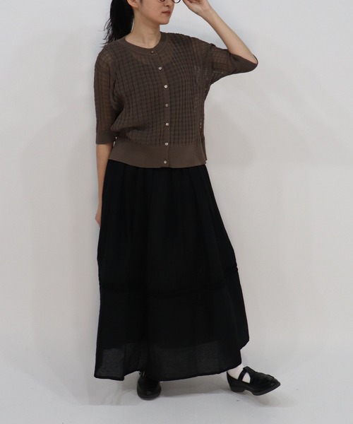 haupia（ハウピア）の「colorfulな空気のニット【カーディガン】（カーディガン/ボレロ・レディース・オフホワイト/ネイビー/ラベンダー/サックスブルー/カーキブラウン・MEDIUM）」の11枚目の写真