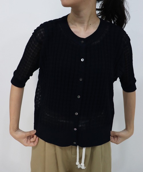 haupia（ハウピア）の「colorfulな空気のニット【カーディガン】（カーディガン/ボレロ・レディース・オフホワイト/ネイビー/ラベンダー/サックスブルー/カーキブラウン・MEDIUM）」の16枚目の写真