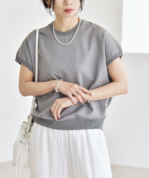 quaranciel(カランシエル)の「quaranciel:〈洗濯機可能〉ライト ポンチ コンパクト フレンチスリーブ TEE(Tシャツ/カットソー・レディース・ライトグレー/オフホワイト/カーキ・ONE SIZE)」の19枚目の写真