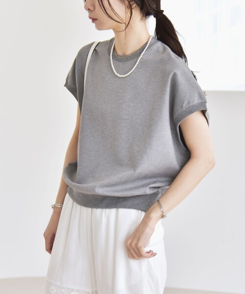 quaranciel(カランシエル)の「quaranciel:〈洗濯機可能〉ライト ポンチ コンパクト フレンチスリーブ TEE(Tシャツ/カットソー・レディース・ライトグレー/オフホワイト/カーキ・ONE SIZE)」の16枚目の写真
