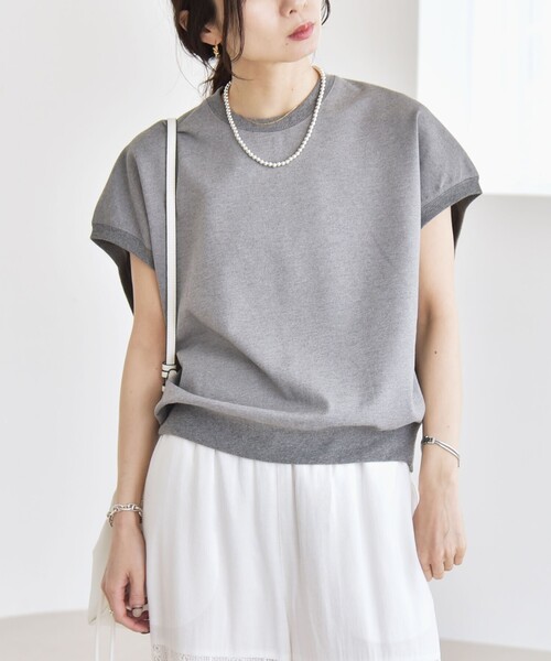 tシャツ quaranciel:「洗濯機可能」ライト ポンチ コンパクト フレンチスリーブ TEE レディース quaranciel:〈洗濯機可能〉ライト ポンチ コンパクト フレンチ