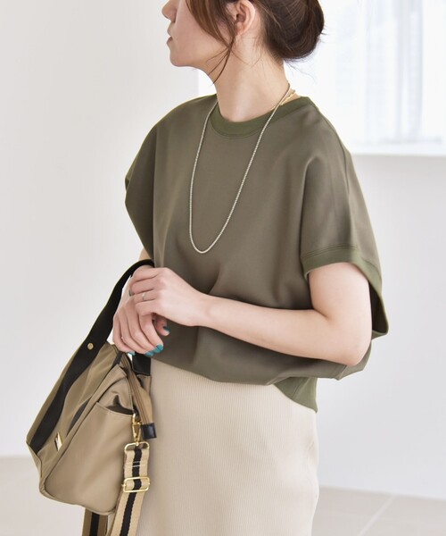 quaranciel(カランシエル)の「〈洗濯機可能〉ライト ポンチ コンパクト フレンチスリーブ TEE(Tシャツ/カットソー・レディース・ライトグレー/オフホワイト/カーキ・ONE SIZE)」の22枚目の写真