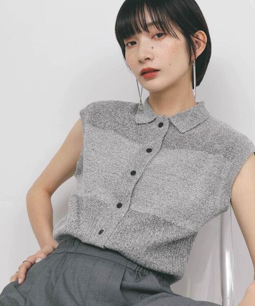 KBF(ケイビーエフ)の「スリーブレスニットシャツ(ニット/セーター・レディース・グレー系その他/ベージュ系その他/ダークブラウン・ONE)」の9枚目の写真
