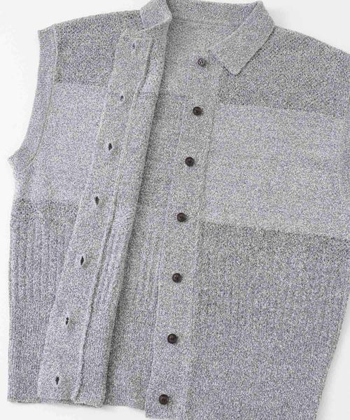 KBF(ケイビーエフ)の「スリーブレスニットシャツ(ニット/セーター・レディース・グレー系その他/ベージュ系その他/ダークブラウン・ONE)」の11枚目の写真