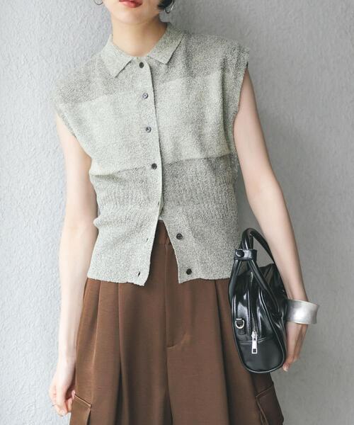 KBF(ケイビーエフ)の「スリーブレスニットシャツ(ニット/セーター・レディース・グレー系その他/ベージュ系その他/ダークブラウン・ONE)」の18枚目の写真