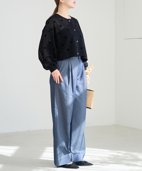 25年 極美品 イエナ IENA FILMY ドット カーディガン 定価1.9 イエナ IENA 《追加予約》FILMY ドット カーディガン （ネイビー