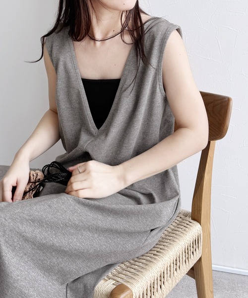 reca(レカ)の「前後2WAYロングワンピース(ワンピース・レディース・ブラック/グレー・M)」の22枚目の写真