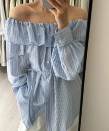オフショルダー」に該当するトップス（ブルー・ネイビー/青色系