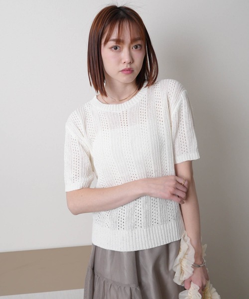 LADYMADE(レディメイド)の「スパンコールクロシェニット(ニット/セーター・レディース・ホワイト/ブラック・FREE)」の3枚目の写真