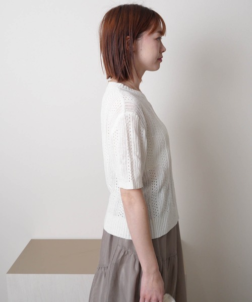 LADYMADE(レディメイド)の「スパンコールクロシェニット(ニット/セーター・レディース・ホワイト/ブラック・FREE)」の6枚目の写真