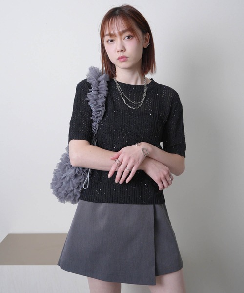 LADYMADE(レディメイド)の「スパンコールクロシェニット(ニット/セーター・レディース・ホワイト/ブラック・FREE)」の12枚目の写真