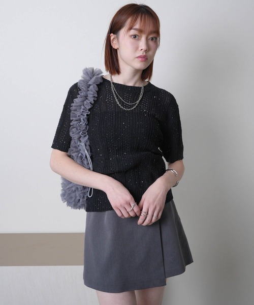 LADYMADE(レディメイド)の「スパンコールクロシェニット(ニット/セーター・レディース・ホワイト/ブラック・FREE)」の13枚目の写真