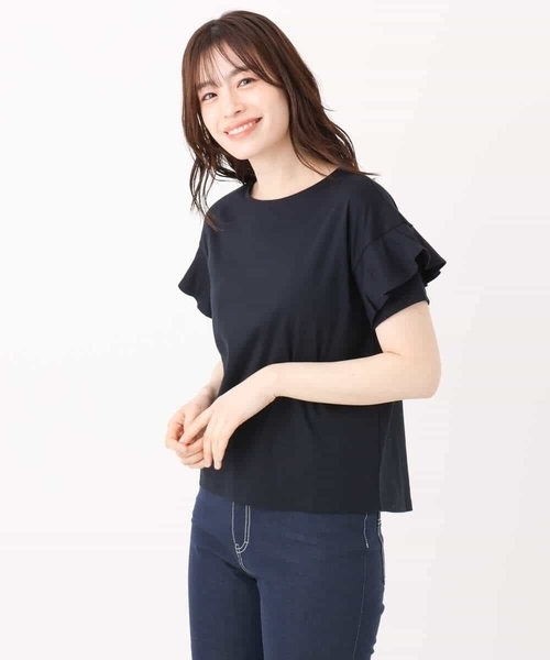 OFUON le MK(オフオンルエムケー)の「フリルデザインスリーブカットソー/接触冷感/洗える/WEB限定サイズあり(Tシャツ/カットソー・レディース・ホワイト/ネイビー・36/38)」の16枚目の写真