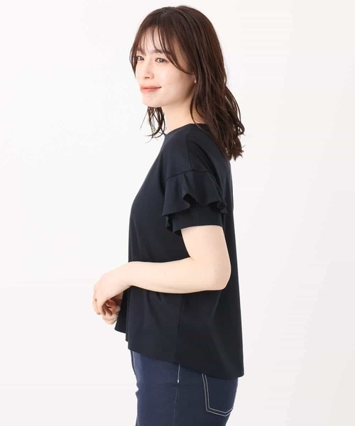 OFUON le MK(オフオンルエムケー)の「フリルデザインスリーブカットソー/接触冷感/洗える/WEB限定サイズあり(Tシャツ/カットソー・レディース・ホワイト/ネイビー・36/38)」の17枚目の写真