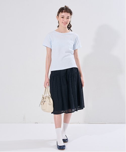 pom ponette junior(ポンポネットジュニア)の「【AMI】アイレットレースティアードスカート(スカート・キッズ・ブラック/オフホワイト・M:150cm/L:160cm)」の2枚目の写真
