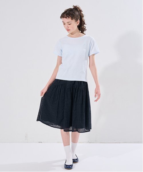 pom ponette junior(ポンポネットジュニア)の「【AMI】アイレットレースティアードスカート(スカート・キッズ・ブラック/オフホワイト・M:150cm/L:160cm)」の8枚目の写真