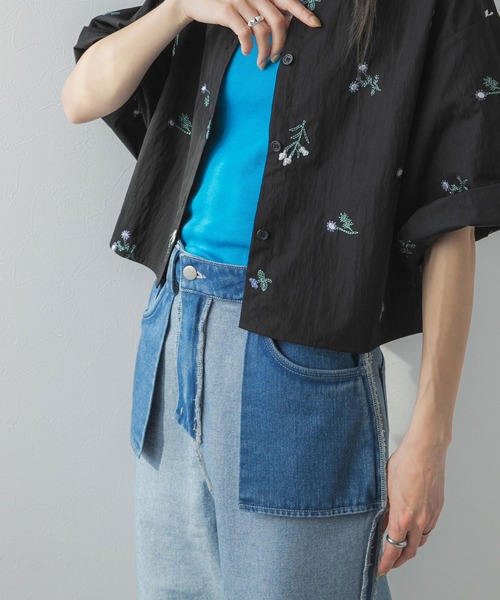 bohmal(ボマール)の「タフタ刺繍ハーフスリーブブラウス(シャツ/ブラウス・レディース・アイボリー/ブラック・MEDIUM)」の6枚目の写真