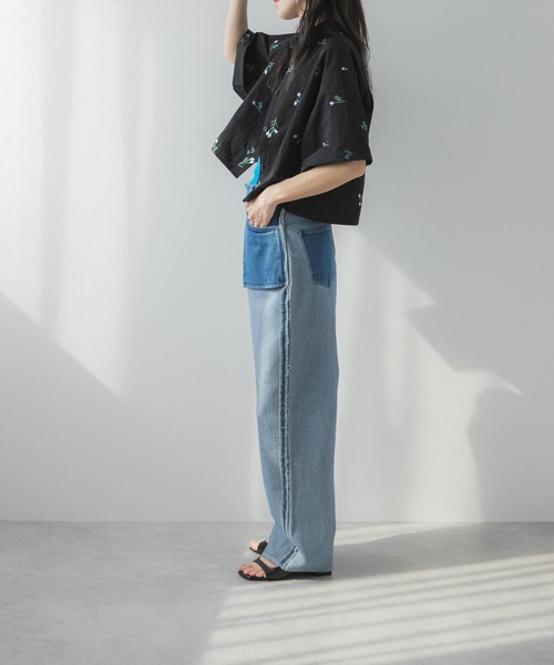 bohmal(ボマール)の「タフタ刺繍ハーフスリーブブラウス(シャツ/ブラウス・レディース・アイボリー/ブラック・MEDIUM)」の7枚目の写真