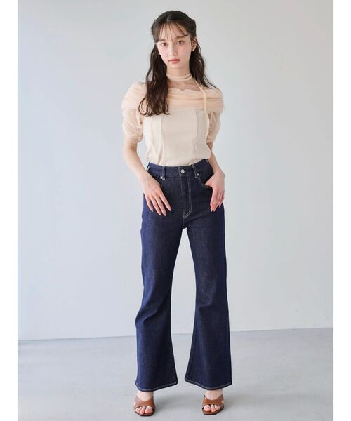 dazzlin（ダズリン）の「シアーオフショルダートップス（Tシャツ/カットソー・レディース・ブルー/オレンジ/チャコールグレー/オフホワイト・FREE）」の14枚目の写真