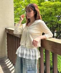 RAY CASSIN | 7分袖パターンメッシュフリルキャミセット(カーディガン/ボレロ)