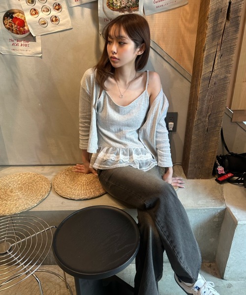 RAY CASSIN（レイカズン）の「7分袖パターンメッシュフリルキャミセット（カーディガン/ボレロ・レディース・アイボリー/ライトグレー/ホワイト系その他2/ブルー系その他2・FREE）」の19枚目の写真