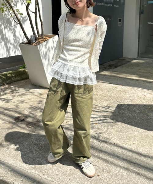 RAY CASSIN（レイカズン）の「7分袖パターンメッシュフリル
