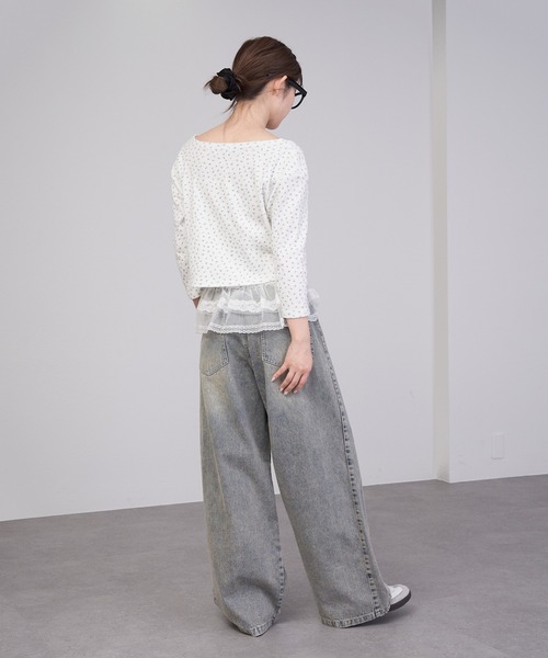 RAY CASSIN（レイカズン）の「7分袖パターンメッシュフリルキャミセット（カーディガン/ボレロ・レディース・アイボリー/ライトグレー/ホワイト系その他2/ブルー系その他2・FREE）」の16枚目の写真