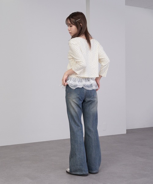 RAY CASSIN（レイカズン）の「7分袖パターンメッシュフリルキャミセット（カーディガン/ボレロ・レディース・アイボリー/ライトグレー/ホワイト系その他2/ブルー系その他2・FREE）」の8枚目の写真