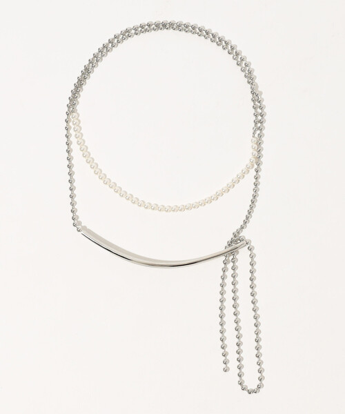 COMME CA（コムサ）の「マルチWAYボールチェーン ネックレス（ネックレス・レディース・ホワイト×シルバー・FREE）」の2枚目の写真