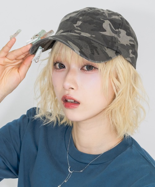 17HR（セブンティーンアワーズ）の「【ユニセックス】ヴィンテージライクキャップ（キャップ・レディース・ブラウン/グリーン系カモフラージュ/ブラック/グレー系カモフラージュ・FREE）」の7枚目の写真