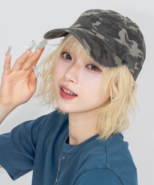 17HR（セブンティーンアワーズ）の「【ユニセックス】ヴィンテージライクキャップ（キャップ・レディース・ブラウン/グリーン系カモフラージュ/ブラック/グレー系カモフラージュ・FREE）」の9枚目の写真