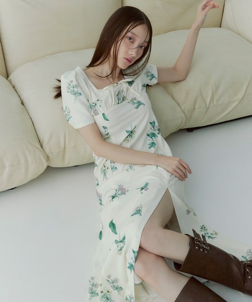 EIMY ISTOIRE（エイミーイストワール）の「ボタニカルフラワーハーフスリーブワンピース（ワンピース・レディース・アイボリー/サックスブルー/ブラック・S/M）」の20枚目の写真