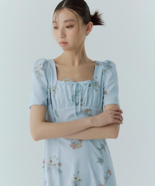 EIMY ISTOIRE（エイミーイストワール）の「ボタニカルフラワーハーフスリーブワンピース（ワンピース・レディース・アイボリー/サックスブルー/ブラック・S/M）」の17枚目の写真