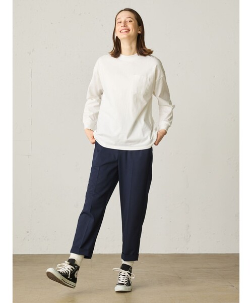 MidiUmi(ミディウミ)の「MidiUmi パックドロングスリーブT(Tシャツ/カットソー・レディース・ブラック/ホワイト×ブラック・FREE)」の3枚目の写真