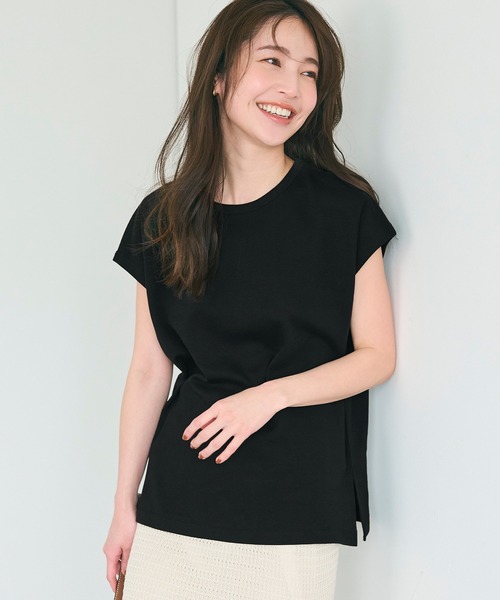 coca（coca）（コカ）の「スムースフレンチスリーブTシャツ（Tシャツ/カットソー・レディース・ブラック/ホワイト・S/M/L）」の2枚目の写真