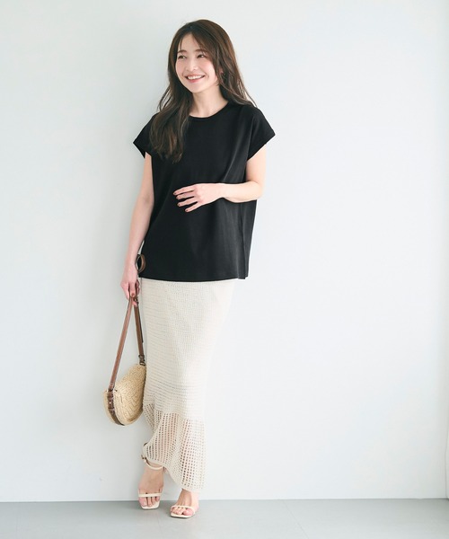 coca（coca）（コカ）の「スムースフレンチスリーブTシャツ（Tシャツ/カットソー・レディース・ブラック/ホワイト・S/M/L）」の10枚目の写真