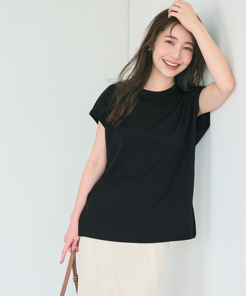 coca（coca）（コカ）の「スムースフレンチスリーブTシャツ（Tシャツ/カットソー・レディース・ブラック/ホワイト・S/M/L）」の11枚目の写真