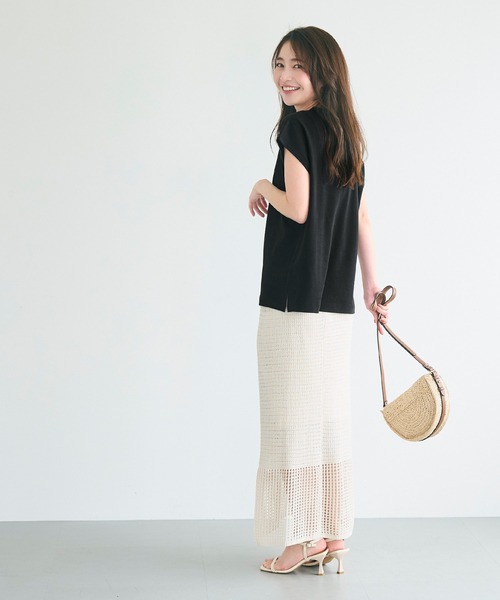 coca（coca）（コカ）の「スムースフレンチスリーブTシャツ（Tシャツ/カットソー・レディース・ブラック/ホワイト・S/M/L）」の13枚目の写真