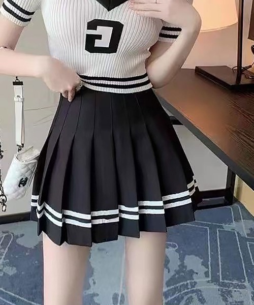 セール】ハイウエストプリーツミニスカート（スカート