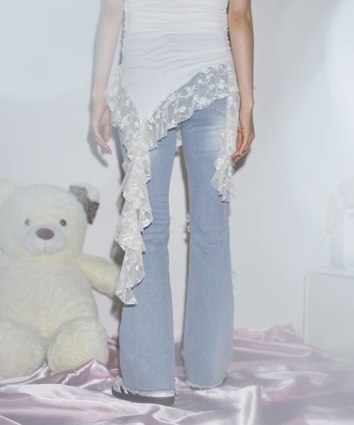 MSGirl(エムエスジーガール)の「フリンジフレアデニムパンツ(デニムパンツ・レディース・ブルー・S/M/L)」の19枚目の写真